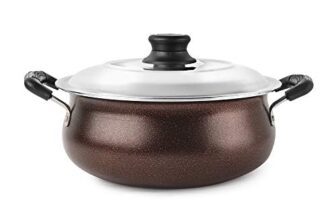 Cello Non Stick Induction Compatible Gravy/Biryani Handi with Stainless Steel Lid, 2.5 LTR, Brown, 2.5 Liter