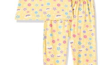 T2F Girls Cotton Printed Oversized Fit Crop Top and Pant Pajama Set