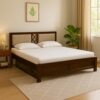 EXCEL International Cross Pettern Design Solid Sheesham Wood Queen Size Bed with Drawer Storage | Double Bed with Box Storage & Upholstered Cushined Headboard for Bedroom | Rosewood, Provincial Teak