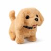 ABTER Interactive Walking Puppy Toy with Sound Effects, Battery-Operated Electronic Pet, White Plush Dog with Nodding Head, Wagging Tail and Barking Sounds, Educational Gift for Kids (Brown)
