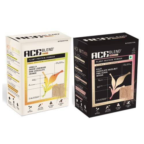 Ace Blend Intense 30G Plant Protein (4 Servings) | Pea & Brown Rice Isolate | 6G BCAA | Complete Amino Acid Profile | Gut Friendly | Muscle Growth & Recovery | Men & Women | Kulfi Flavour