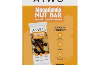 Aiwo Macadamia Nut Bar with Dark Compound Chocolate | Daily Protein Bars | Pack of 10 x 40g Protein Bars