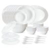 Larah by Borosil Plain White Silk Series Opalware Dinner Set | 47 Pieces for Family of 8 | Microwave & Dishwasher Safe | Bone-Ash Free | Crockery Set for Dining & Gifting | Plates & Bowls | Snow