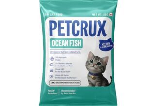 Petcrux Dry Kitten Cat Food, Ocean Fish Flavor, with Omega 3 & 6 and Taurine, Complete & Balanced Nutrition for Growing Kittens, Trial Pack 50 g