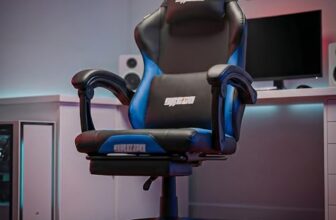 DROGO Aura Limited Edition Gaming Chair | Ergonomic High-Back Design Chair with Footrest | Premium PU Leather | Armrests | Computer Chair with Adjustable Neck & Lumbar Support (Black/Blue)