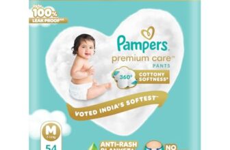 Pampers Premium Care Pant Style Baby Diapers | Medium (M size) | 54 Count | Voted India’s Softest | All-in-1 with 360 Cottony Softness Diapers | 7-12kg