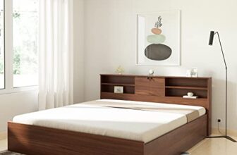 Amazon Brand – Solimo Vernon Engineered Wood King Size Bed with Storage (Asian Walnut)