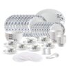 Cello Imperial Series Vinea Opalware Dinner Set | 65 Units | Opal Glass Dinnerware | Chip-Resistant, Scratch-Resistant, Microwave & Dishwasher Safe | Elegant Floral Pattern | White