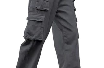 DERIKE Men Cargo Pants 100% Cotton | Relaxed Fit Utility Cargos for Men with 6 Pockets | Breathable Durable Fabric | Casual Streetwear Travel & Outdoor Pants (in, Alpha, S, Regular, Grey)