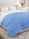 Monte Carlo Polyester Comforter Double Bed | 200 GSM Lightweight & Reversible | Soft Quilt for Mild Winter | Easy Care All Season Comforter (Blue/Grey) | 87 x 94 Inches