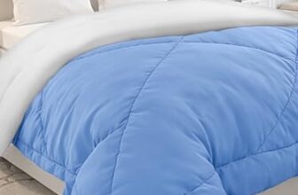 Monte Carlo Polyester Comforter Double Bed | 200 GSM Lightweight & Reversible | Soft Quilt for Mild Winter | Easy Care All Season Comforter (Blue/Grey) | 87 x 94 Inches