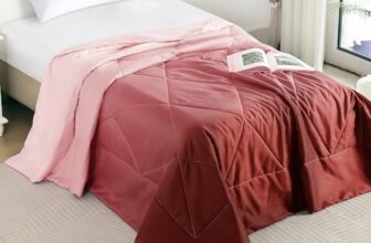 MollisHomes Ac Comforter Single Bed Ombre with Satin Finish 240 GSM – Reversible AC Comforter – Peach & Red Comforter Quilt Duvet Dohar Blanket for Summer 150 x 225cm