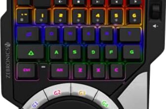 Zebronics Zeb-Max Atom One-Handed RGB Gaming Mechanical Keyboard, 37 Keys with 5 Macro Keys, Wrist Pad, Dedicated Volume Controller – Black