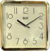 Ajanta Designer Plastic Small Square Battery Operated Wall Clock with Large Numbers (23.9 x 23.9 x 3.2 cm, Quartz, Gold)