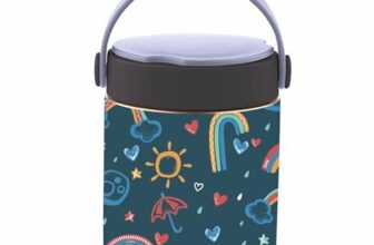 ATTRO Happy Go Vacuum Insulated ISI Certified Stainless Steel Soup Jar 500ml, Leakproof & BPA-Free for Kids & Adults, Long Temperature Retention,Ideal for School, Office & Travel-Rainbow Magic Blue