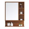 MAMTA Decoration Engineered Wood Wall Mount Dressing Table Mirror with Storage for Living Room Bedroom (Brown)