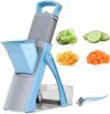Adjustable Mandoline Slicer Vegetable Cutter with Container – Stainless Steel Blade Potato Chips Maker, French Fries Cutter, Wafer Slicer, Julienne Chopper for Kitchen Use
