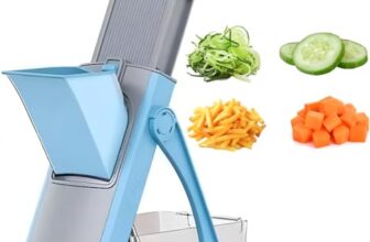 Adjustable Mandoline Slicer Vegetable Cutter with Container – Stainless Steel Blade Potato Chips Maker, French Fries Cutter, Wafer Slicer, Julienne Chopper for Kitchen Use