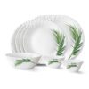 Larah by Borosil Crescent Fluted Series Opalware Dinner Set | 13 Pieces for Family of 4 | Microwave & Dishwasher Safe | Bone-Ash Free | Crockery Set for Dining & Gifting | Plates & Bowls | White
