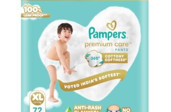 Pampers Premium Care Pant Style Baby Diapers XL 72 Count | No Marks Design | Voted India’s #1 Softest Diaper | All in 1 diaper with 360 Cottony Softness