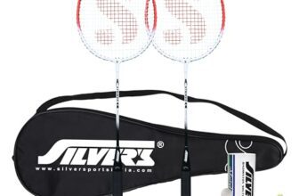 Silver’s Aluminium Stricker Badminton Kit (2 Racquets with Full Cover, 1 Box Plastic Shuttlecock Pack of 3)(Red/White)