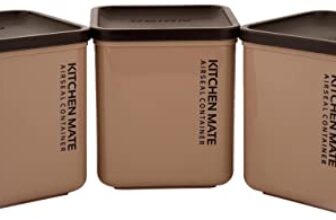 Asian Plastowares – Airtight Rectangular Storage Containers | Set of 3 | 1300ml each | Storage Container for Kitchen | Ideal for dry fruits, chocolates, biscuits, namkeen, snack | BPA Free| Brown
