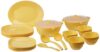 SignoraWare BPA Free Plastic Square Dinner Set | Microwave Safe | Unbreakable & Lightweight | Odor-Free | Great for Parties & Gatherings | Ideal for Regular Home Meals (Set of 32 pcs | Yellow)