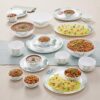 Larah By Borosil Moon Mia Dinner Set – 36 Pcs, Opal Glass Dinner Plates & Bowls Crockery Set for Dinning, White