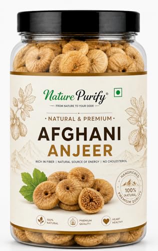 Nature Purify Premium Afghani Anjeer 1KG | Soft Juicy Dried Figs Dry Fruit | Rich Source Of Fiber | Low in Fat Healthy Snack Jar Pack Of 1 |