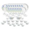 La Opala Diva Classique Collection Opal Glass Crockery | for Family of 8 | Dinner Set 53 pcs Blue Daisy | Plates, Bowls & Cups for Dining | Microwave Safe | 100% Vegetarian | Extra Strong | White