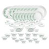 La Opala Diva Classique Collection Opal Glass Crockery | for Family of 8 | Dinner Set 53 pcs Olive Trails | Plates, Bowls & Cups for Dining | Microwave Safe | 100% Vegetarian | Extra Strong | White