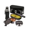 CELLO Gemini Lunch Box with Insulated Water Bottle | Gift Set | 3 Containers + 1 600ml Insulated Bottle | Easy to Carry Jacket | Airtight & Leakproof | Ideal for School, Office & College | Black