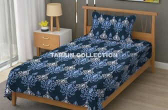Single Flat Bedsheet 60 x 90 Inch with 1 Pillow Cover, Cotton Blend Soft Breathable Bed Sheet Set for Single Bed, Lightweight Comfortable Bedding for Home Guest Room Daily Use