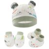 Bembika Cotton Baby Mittens – Soft, Non-Slip Baby Mittens & Socks for Winter, Warm Infant Cap for Scratching, 0-3 Months, Newborn Baby Mittens-(Little Dinosaur)