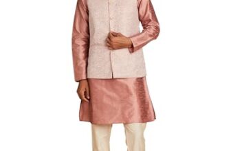 Amazon Brand – Symbol Men’s Kurta Bundi Churidar Set_SY-A23-MNA-BFKC-116_Pink_4XL