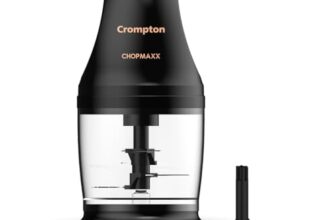 Crompton ChopMaxx Electric Vegetable Chopper | 300 Watts Motors | Twin S-Shaped Ninja food grade blades | 800 ml see through food grade bowl | Whisking attachment | Easy to clean & Store