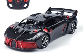 Amazon Brand – Jam & Honey Remote Control Car for Kids | High-Speed RC Car with Rechargeable Lithium Battery | Type-C Charging | LED Headlights | Black&Red
