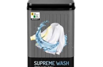 VW 8.5 kg Top Load Washer Only with Powerful Wash, V8 SupremeWash, Black/Grey