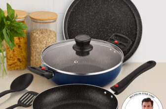 BERGNER Sherry Plus 5-Layer 6 Pcs Non-Stick Cookware Set with Detachable Handle – Induction Bottom Non-Stick Coated Cookware Set(Aluminium, 6 – Piece)