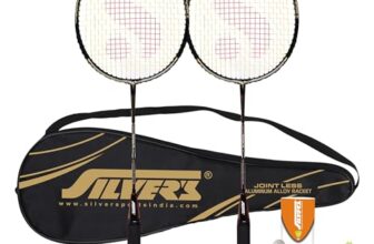 Silver’s Jointless Aluminium Alloy Composite Impulse Badminton Kit (2 Racquets with Full Cover, 1 Box Nylon Shuttlecock Pack of 3)(Black/Gold)