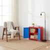 Cello Novelty Compact Bookshelf, Red & Blue | 2 Dustproof Doors | Space Saving Cupboard | Plastic Book Shelf | Multipurpose Book Shelf for Home, Office | Book Organizer for Library