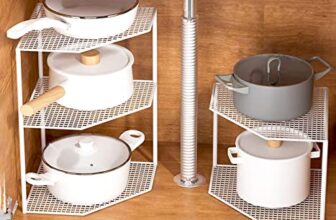 wolpin (1 Pc 3-tier Storage Shelf Kitchen Cabinet Stand Rack Organizer Metal Universal Pot Pan Holder for Kitchen Platform/Cabinet/Floor – White