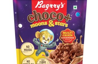 Bagrry’s Choco+ MOONS AND STARS – 1.2 kg | Multigrain Goodness | No Maida | More Chocolaty | Oats, Whole Wheat & Rice | High Fibre, Protein, Calcium | Delicious Breakfast Cereal for Kids & Adults