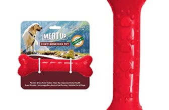 Meat Up Non-Toxic Rubber Dog Chew Bone Toy, Puppy/Dog Teething Toy (Medium) – 5 inches