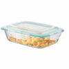 SignoraWare Lock ‘N’ Store Borosilicate Glass Rectangle Container | Microwave Safe | Convenient Storage | Elegant design | Air Tight Lid | Useful for Tiffin and lunch Box (1.4 Ltr | Clear)