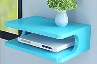 EXPRESSOW ENTERPRISES Wooden Wall-Mounted Set of 6 Hexagon Shelves, Floating Display Shelf for Photos, Plants, Rustic Honeycomb Shelves for Living Room, Bedroom, Bathroom, Kitchen, Office (Sky Blue)