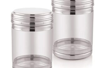 Attro Nexon Stainless Steel See Through Airtight Containers For Masala Box, Dry Fruit Jars, Kitchen Container, Storage Box, 1200 Ml – Set Of 2, Silver