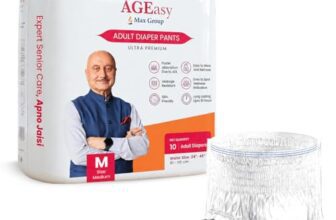AGEasy (Max Group) Unisex Adult Diaper Pants | M (Waist 61–115 cm) | Overnight Leak Protection | Wetness Indicator | Odour Lock | Anti-Bacterial | Skin Friendly