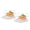 Signoraware Safe Store Glass Square Containers | Airtight & Leakproof | Microwave Safe | Ideal for Reheating, Baking or Serving | Best for Office Lunch & Outdoor Activities (320mlx2 | Setof2 | Clear)