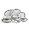 CELLO Lumina Imperial Plus Series Opalware Dinner Set of 33 Pieces For Family of 6 | Bone-Ash Free & Leadfree Opal Glass Microwave & Dishwasher Safe Crockery Plates & Bowls Set For Daily Use & Gifting